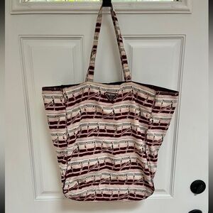 Prada tennis print tote bag pink inner zip pocket